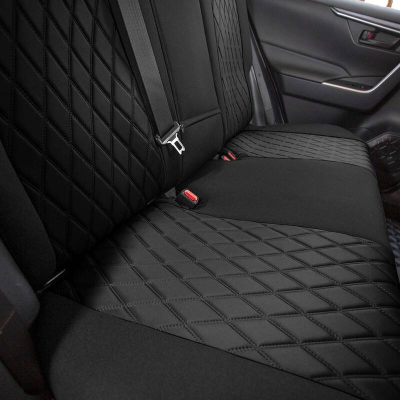 FH Group Neosupreme Custom Fit Seat Covers for 2019-2024 Toyota Rav4 LE to XLE to Limited - DMCM5011BLACK-REAR