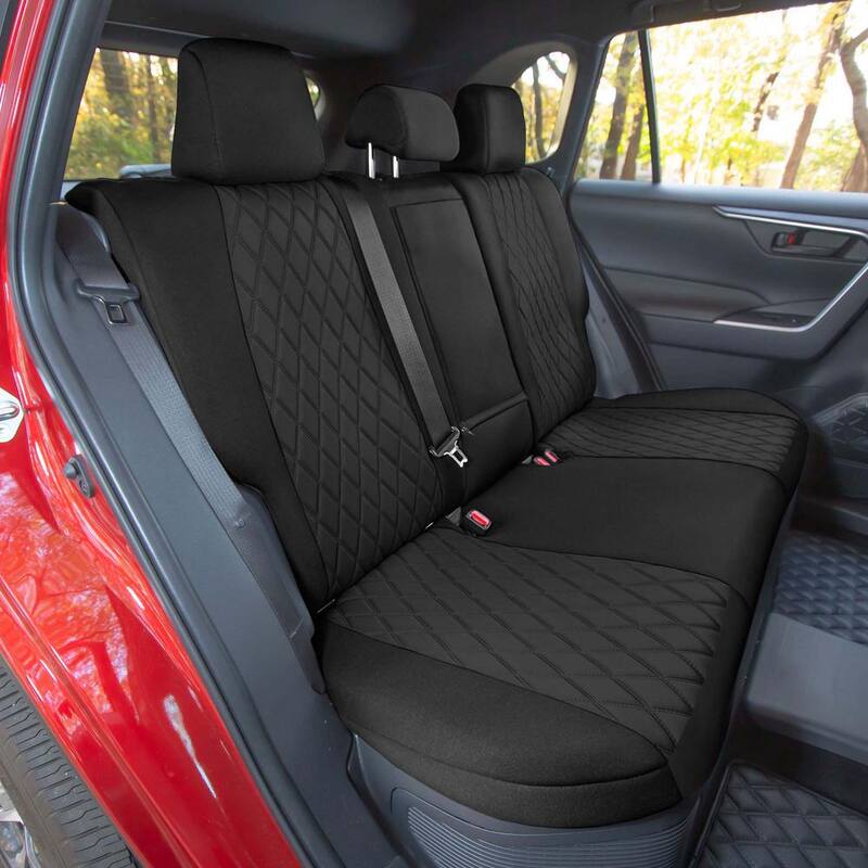 FH Group Neosupreme Custom Fit Seat Covers for 2019-2024 Toyota Rav4 LE to XLE to Limited - DMCM5011BLACK-REAR