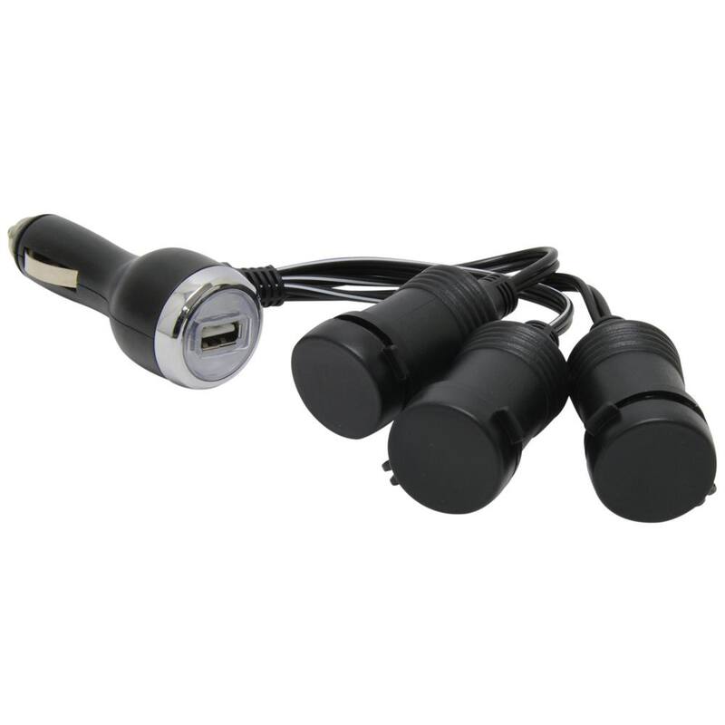 MobileSpec 12-Volt 3-Way Adapter with USB Port - MS211USBBL