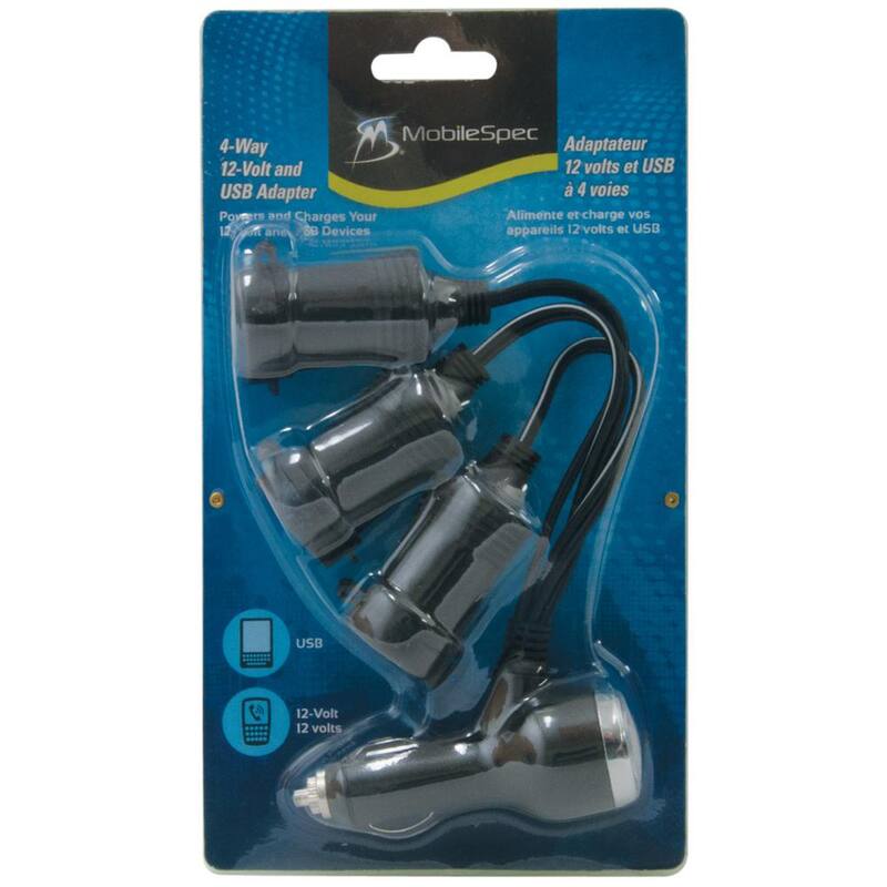 MobileSpec 12-Volt 3-Way Adapter with USB Port - MS211USBBL