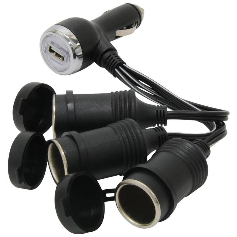 MobileSpec 12-Volt 3-Way Adapter with USB Port - MS211USBBL
