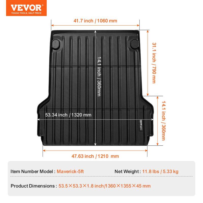 VEVOR Truck Bed Mat,Compatible with Ford Maverick,TPE Truck Bed Liner Mat Fits for 5 ft. Bed,Thick and Heavy-Duty - TPEKCCCDTPEF70ESXV0