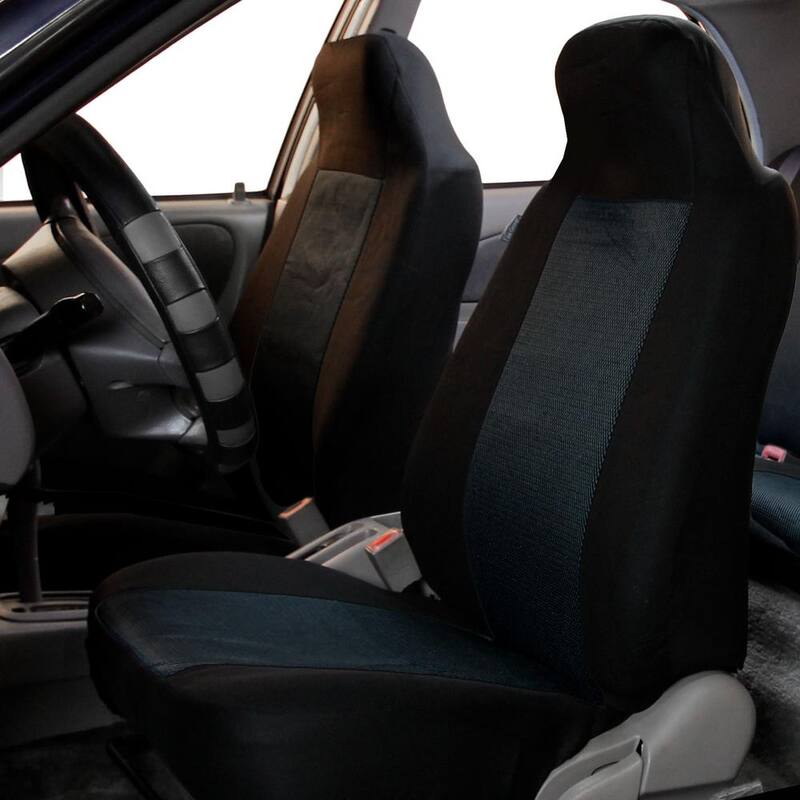 FH Group Classic Cloth 47 in. x 23 in. x 1 in. Front Set Seat Covers - DMFB102BLACK102