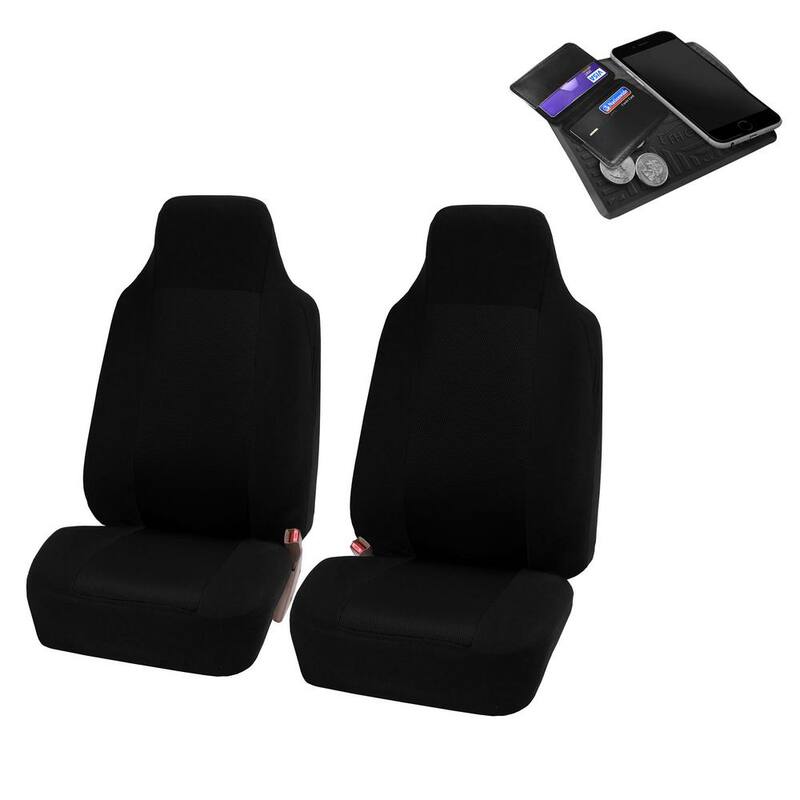 FH Group Classic Cloth 47 in. x 23 in. x 1 in. Front Set Seat Covers - DMFB102BLACK102
