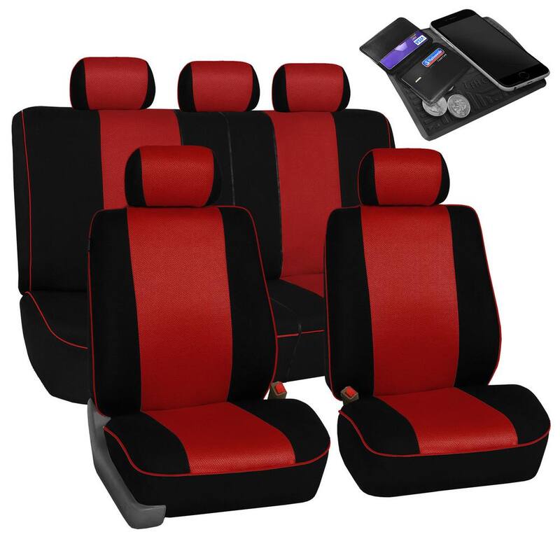 FH Group Cloth 47 in. x 23 in. x 1 in. Full Set Car Seat Covers - DMFB063RED115