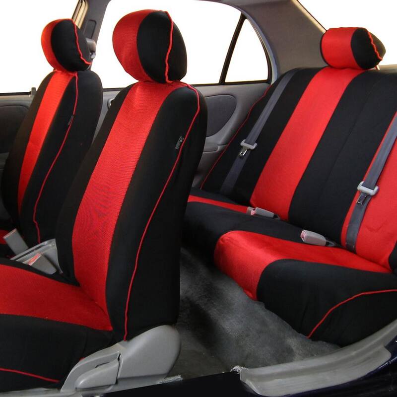 FH Group Cloth 47 in. x 23 in. x 1 in. Full Set Car Seat Covers - DMFB063RED115