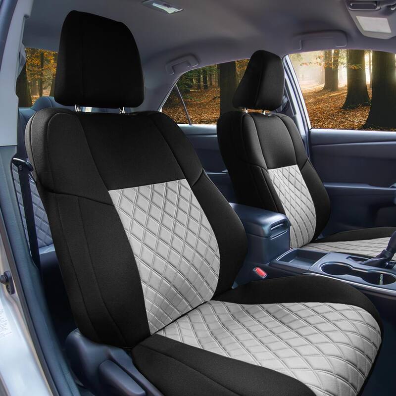 FH Group Neoprene Waterproof Custom Fit Seat Covers for 2012 - 2017 Toyota Camry LE to SE to XSE to XLE - DMCM5005GRAY-FRONT