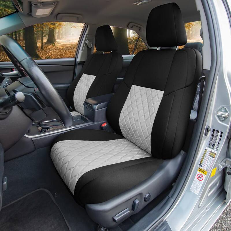 FH Group Neoprene Waterproof Custom Fit Seat Covers for 2012 - 2017 Toyota Camry LE to SE to XSE to XLE - DMCM5005GRAY-FRONT