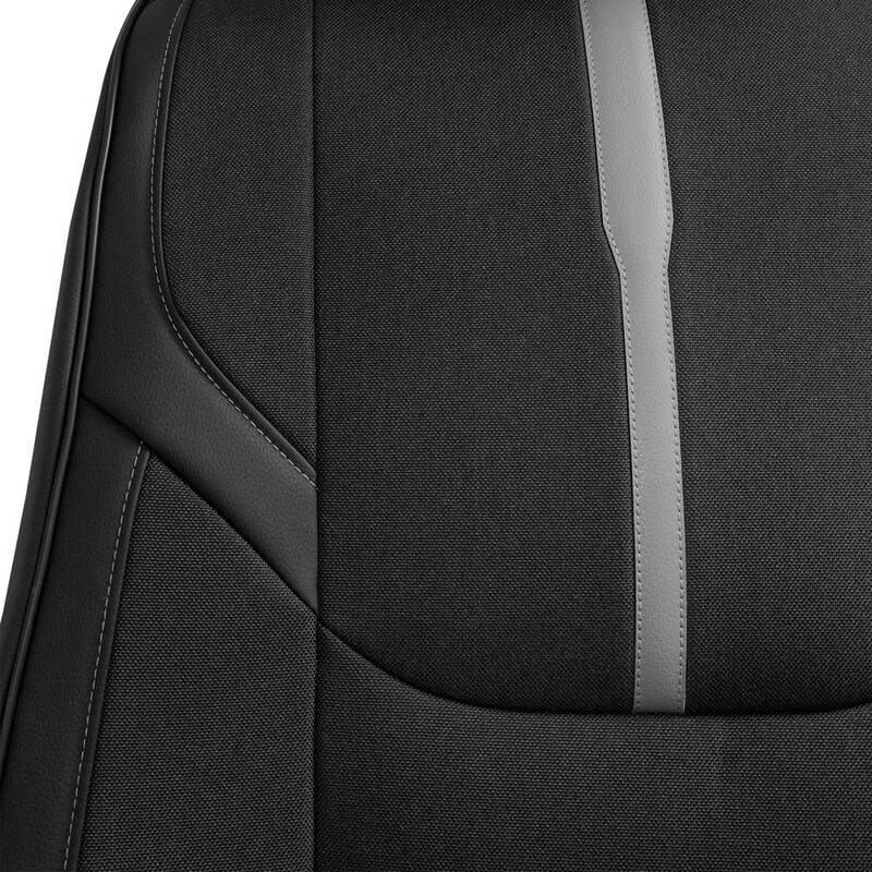 FH Group Universal 23 in. x 1 in. x 47 in. Fit Luxury Front Seat Cushions with Leatherette Trim for Cars, Trucks, SUVs or Vans - DMFB215102GRAYBLACK