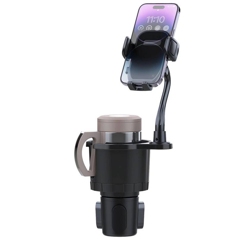 Etokfoks 2-in-1 Car Cup 360° Rotating Gooseneck Phone Holder Automotive Drink Holder in Black Adjustable Base Fit - MLSA21OT004