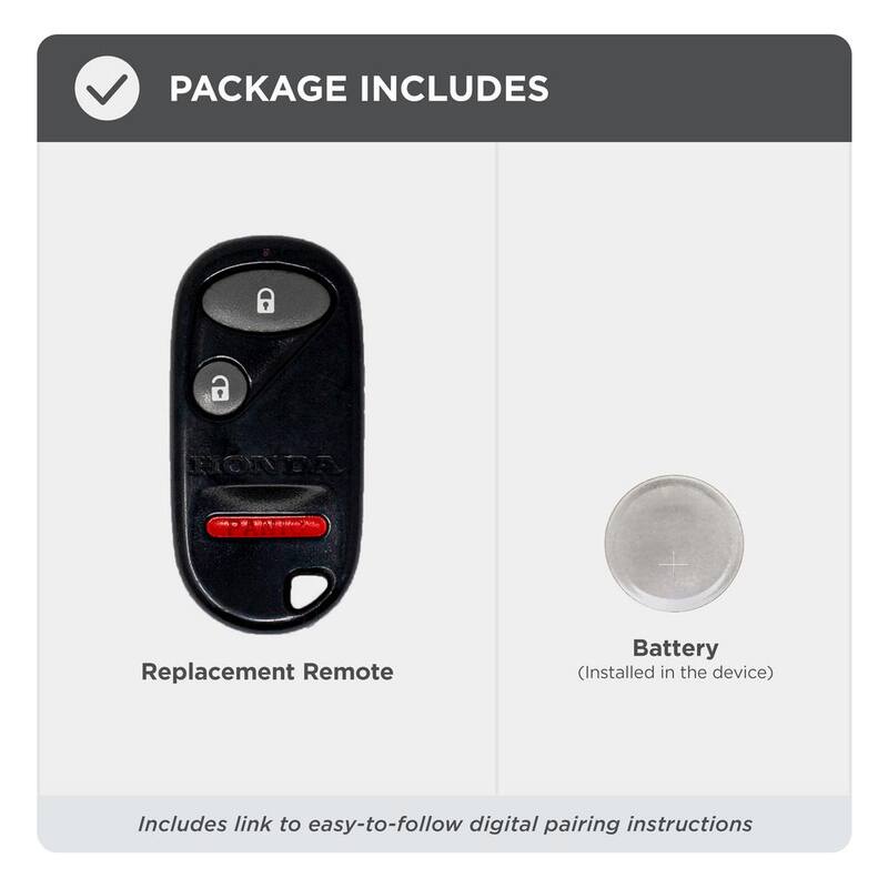 Car Keys Express Replacement Honda Remote - 3 Button Keyless Entry Fob (Lock, Unlock, Panic) - Easy DIY Setup, No Tools Needed - HORM-30RE