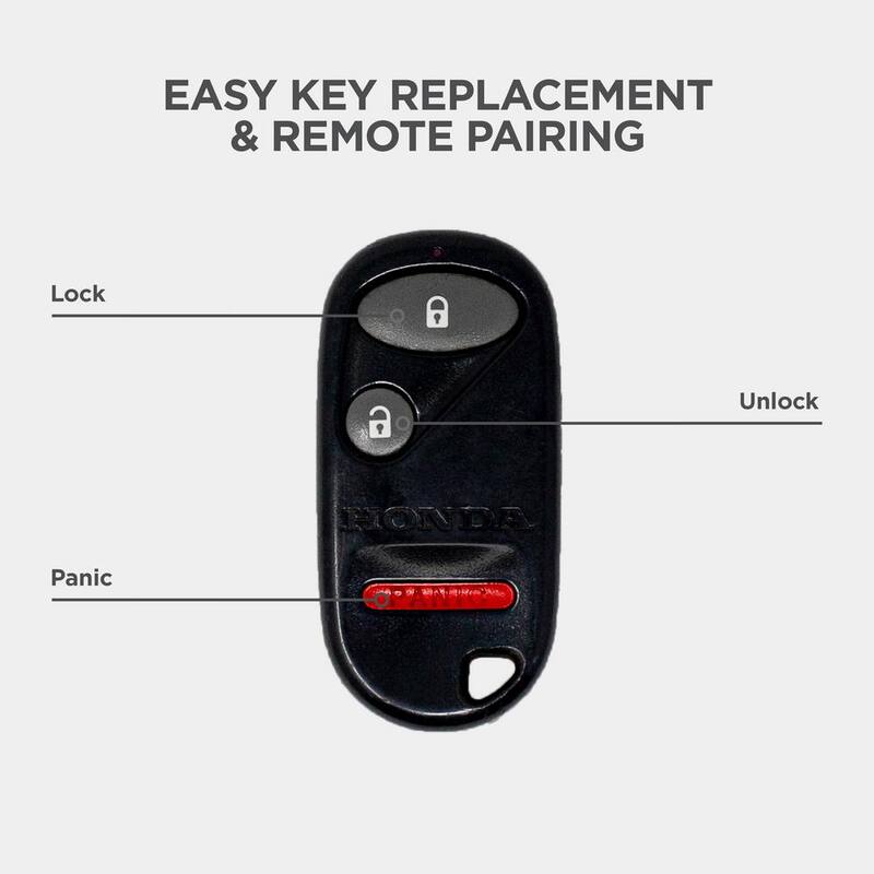 Car Keys Express Replacement Honda Remote - 3 Button Keyless Entry Fob (Lock, Unlock, Panic) - Easy DIY Setup, No Tools Needed - HORM-30RE