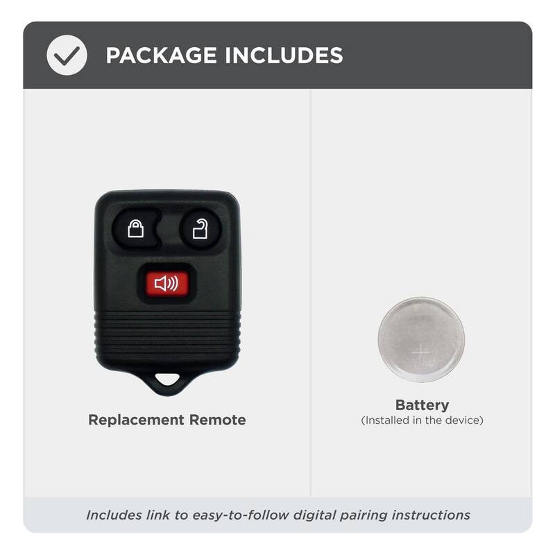 Car Keys Express Replacement Ford Remote Key Fob - 3 Button Keyless Entry with Lock, Unlock, and Panic Functions - FOR030-PK