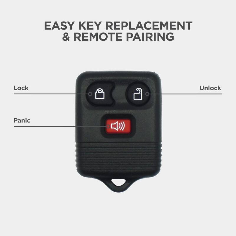 Car Keys Express Replacement Ford Remote Key Fob - 3 Button Keyless Entry with Lock, Unlock, and Panic Functions - FOR030-PK