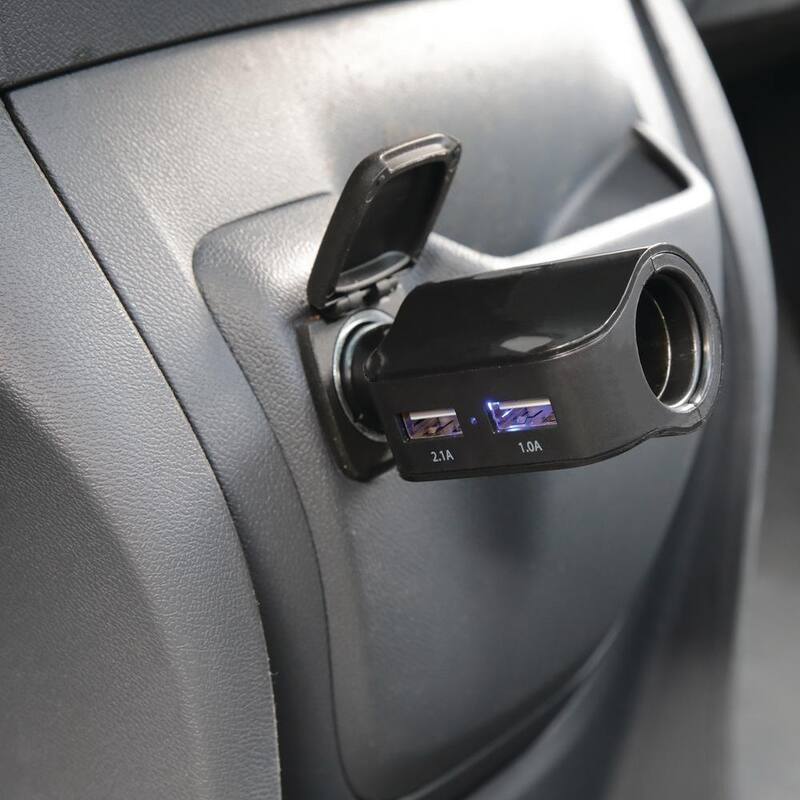 Armor All 2.1 Amp 2 USB Port Car Charger, 12-24V DC Input, Power Up To 3 Devices - ACC8-0104-BLK
