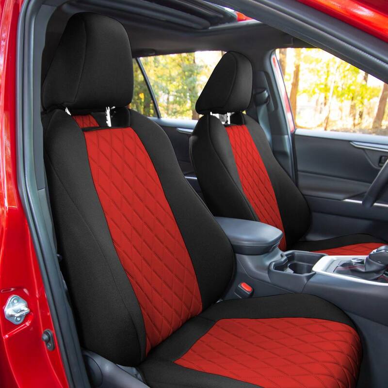 FH Group Neosupreme Custom Fit Seat Covers for 2019-2024 Toyota Rav4 LE to XLE to Limited - DMCM5011RED-FRONT