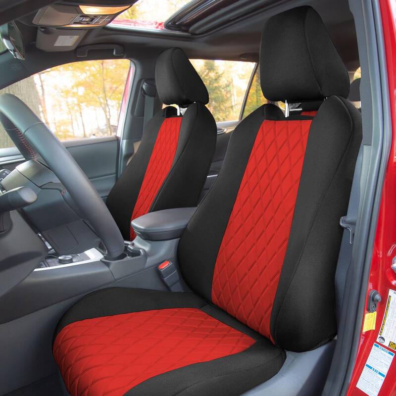 FH Group Neosupreme Custom Fit Seat Covers for 2019-2024 Toyota Rav4 LE to XLE to Limited - DMCM5011RED-FRONT