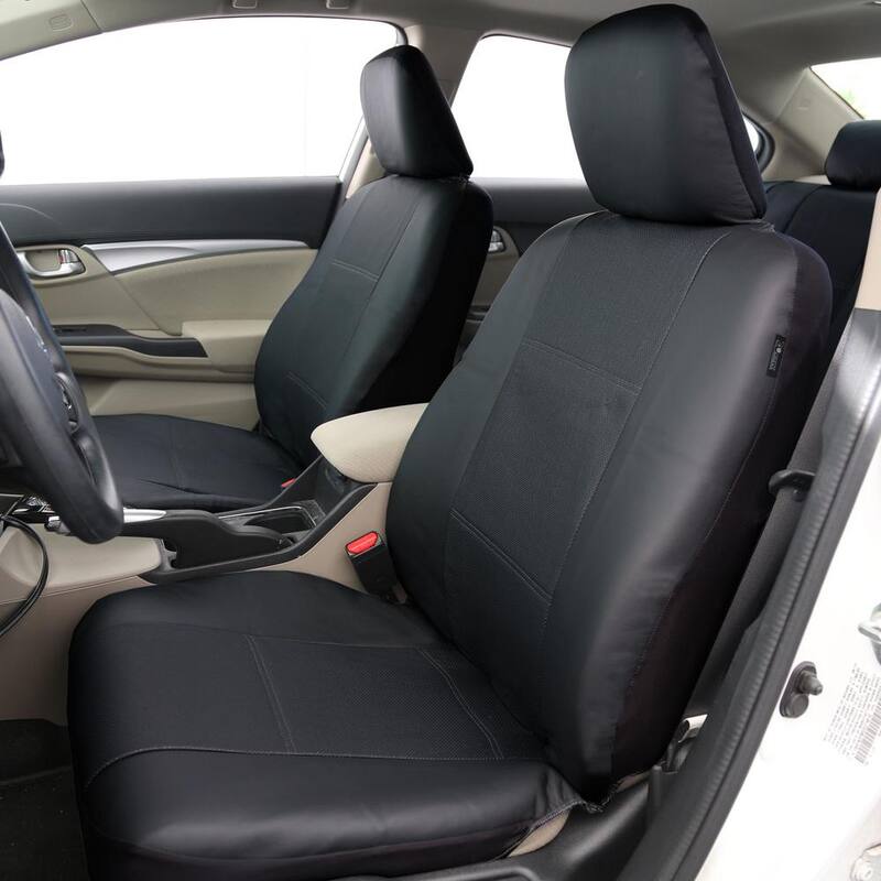 FH Group Deluxe Leatherette 47 in. x 23 in. x 1 in. Full Set Seat Covers - DMPU007BLACK115