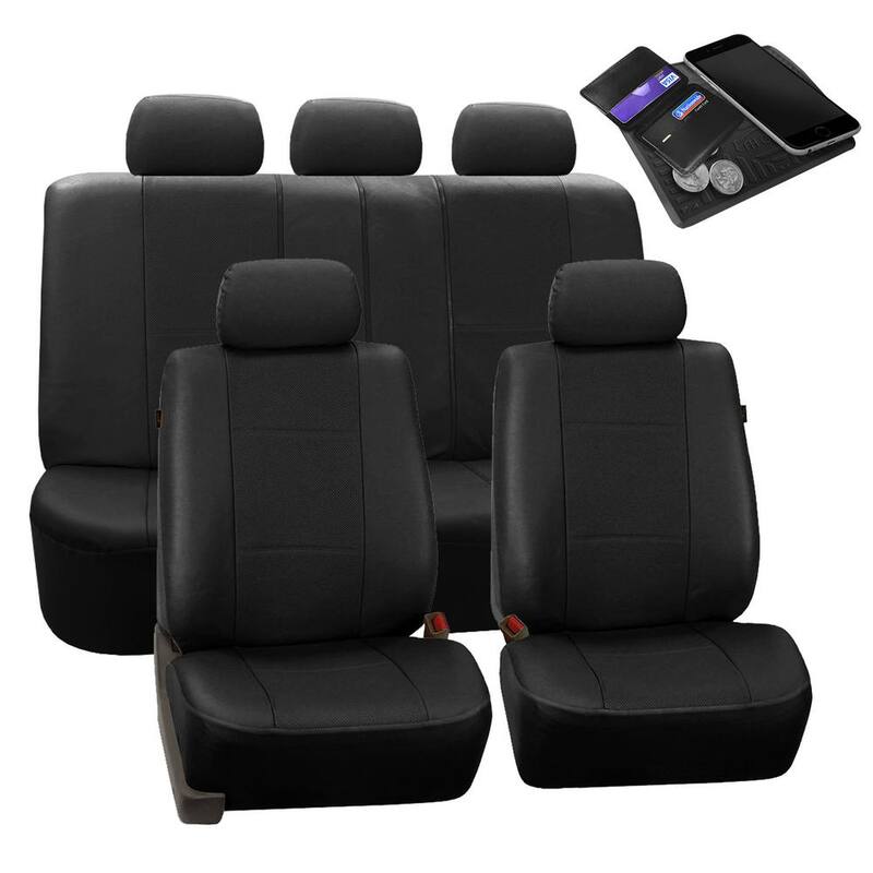 FH Group Deluxe Leatherette 47 in. x 23 in. x 1 in. Full Set Seat Covers - DMPU007BLACK115