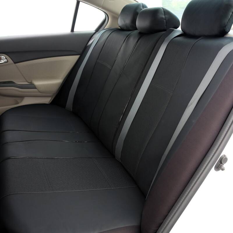 FH Group Deluxe Leatherette 47 in. x 23 in. x 1 in. Full Set Seat Covers - DMPU007BLACK115