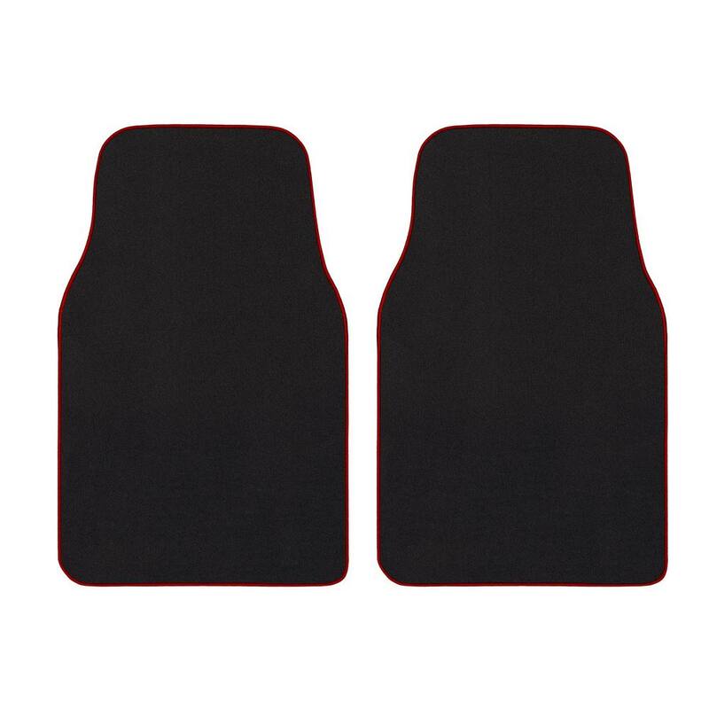 GGBAILEY Premium Car Floor Mats - Universal Fit Car Mats for Cars, SUVs, Vans and Trucks, Black with Red Edging Set (2-Piece) - D61422-F1A-BLK_BR