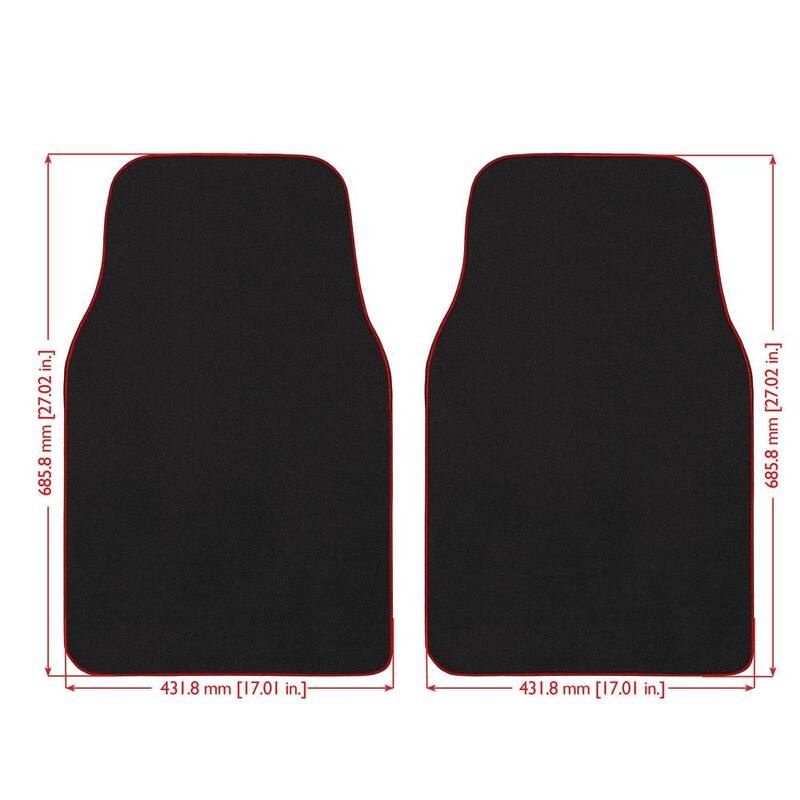 GGBAILEY Premium Car Floor Mats - Universal Fit Car Mats for Cars, SUVs, Vans and Trucks, Black with Red Edging Set (2-Piece) - D61422-F1A-BLK_BR