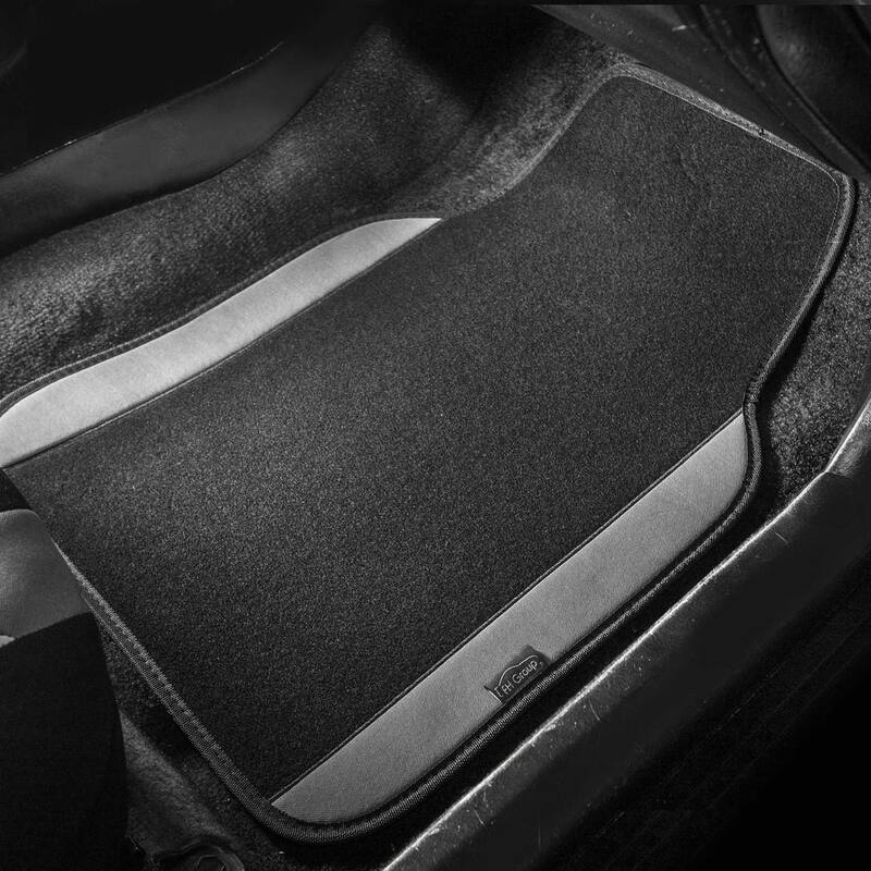 FH Group 4-Piece Gray Universal Carpet Floor Mat Liners with Colored Trim - Full Set - DMF14407GRAY