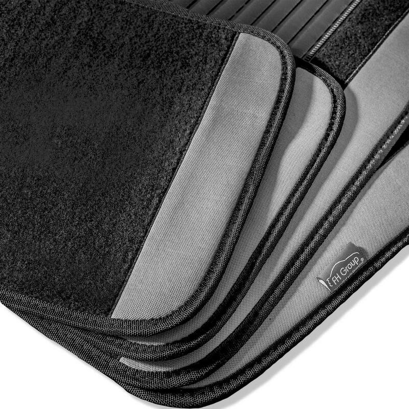 FH Group 4-Piece Gray Universal Carpet Floor Mat Liners with Colored Trim - Full Set - DMF14407GRAY