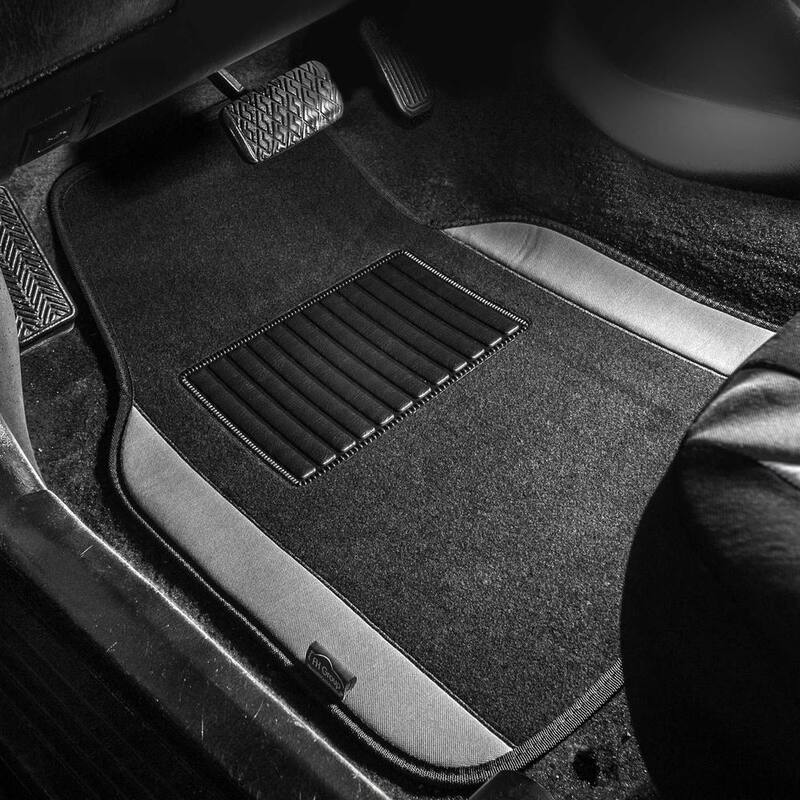 FH Group 4-Piece Gray Universal Carpet Floor Mat Liners with Colored Trim - Full Set - DMF14407GRAY