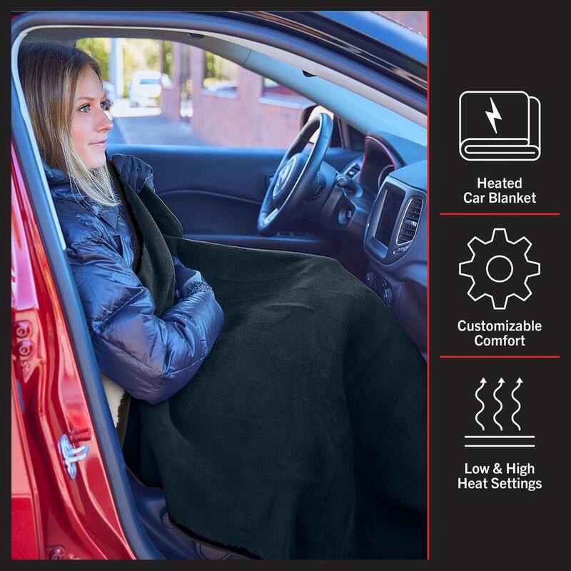 Stalwart Heated Blanket - Portable 12-Volt Electric Travel Blanket for Car, Truck, or RV (Navy Blue) - 75-CAR2011