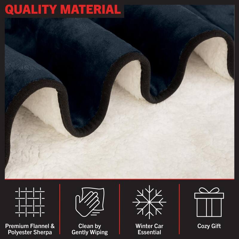 Stalwart Heated Blanket - Portable 12-Volt Electric Travel Blanket for Car, Truck, or RV (Navy Blue) - 75-CAR2011