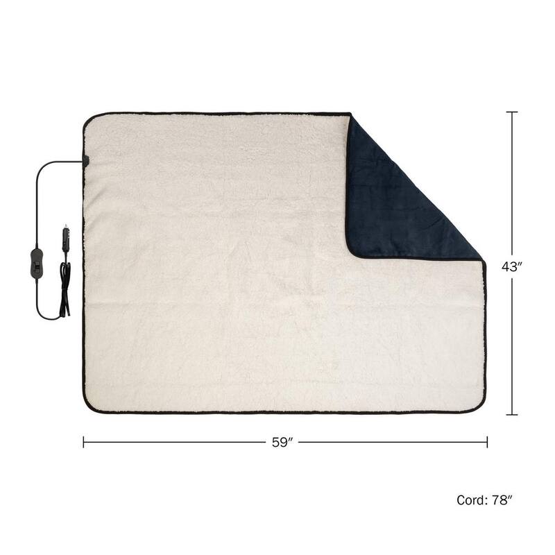 Stalwart Heated Blanket - Portable 12-Volt Electric Travel Blanket for Car, Truck, or RV (Navy Blue) - 75-CAR2011