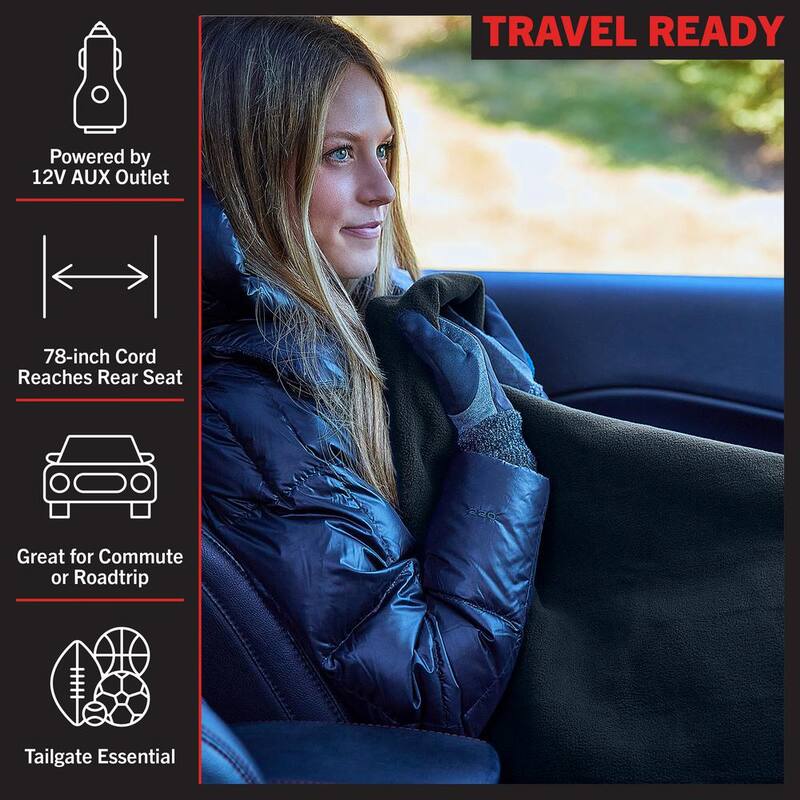 Stalwart Heated Blanket - Portable 12-Volt Electric Travel Blanket for Car, Truck, or RV (Navy Blue) - 75-CAR2011