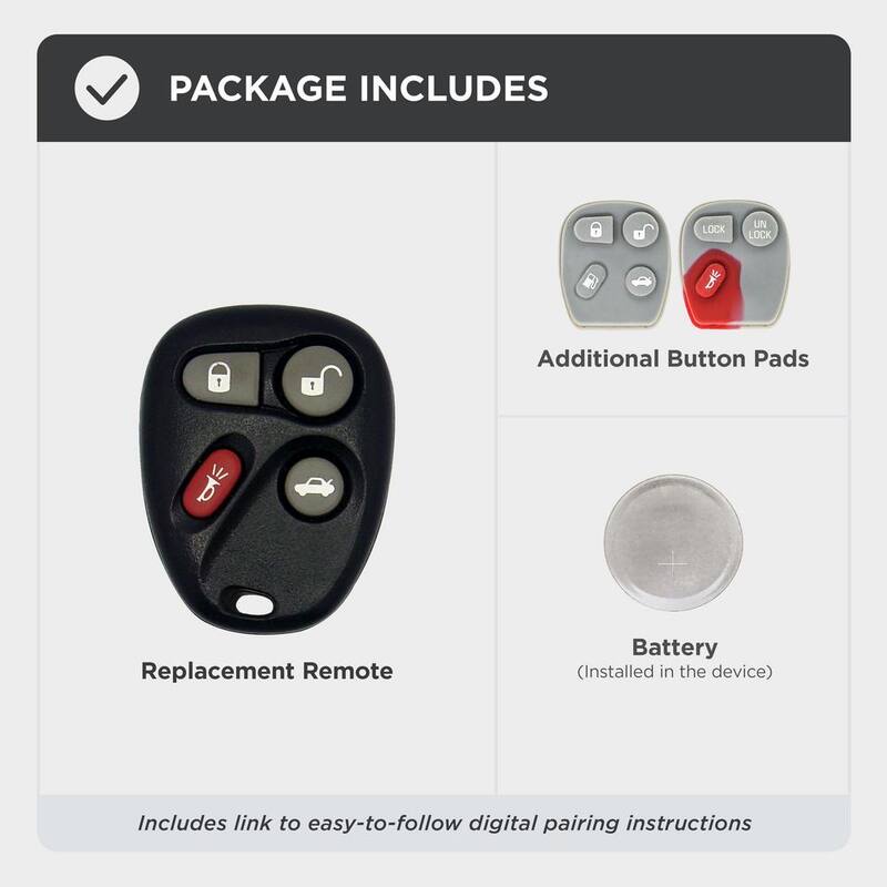 Car Keys Express GM Replacement Keyless Entry Remote - 4 Button Remote with Lock, Unlock, Panic, and Trunk Functions, DIY EZ Install - GMRM-4T0RE