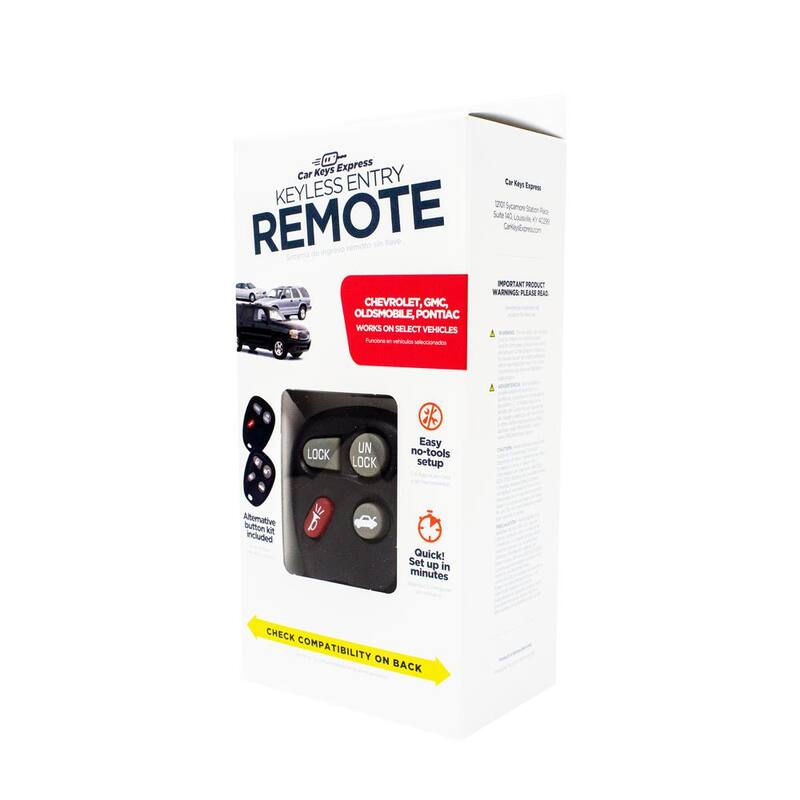 Car Keys Express GM Replacement Keyless Entry Remote - 4 Button Remote with Lock, Unlock, Panic, and Trunk Functions, DIY EZ Install - GMRM-4T0RE