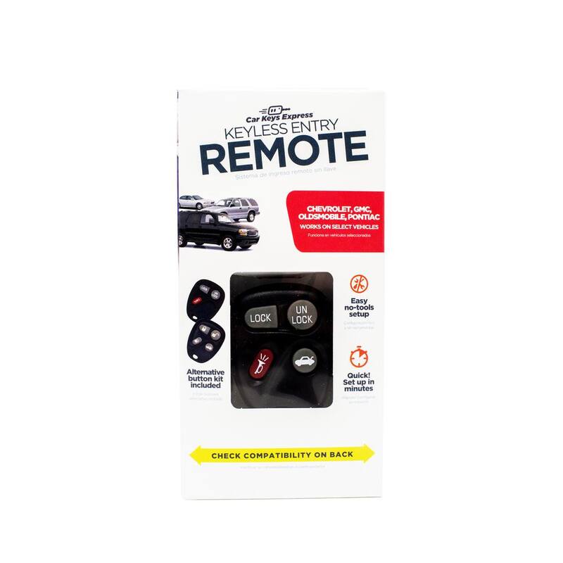 Car Keys Express GM Replacement Keyless Entry Remote - 4 Button Remote with Lock, Unlock, Panic, and Trunk Functions, DIY EZ Install - GMRM-4T0RE