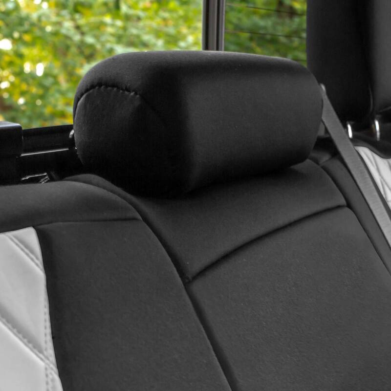 FH Group Neoprene Custom Fit Seat Covers for 2019-2023 Chevrolet Silverado 1500 2500HD 3500HD WT to Custom to LT - DMCM5010GRAY-REAR