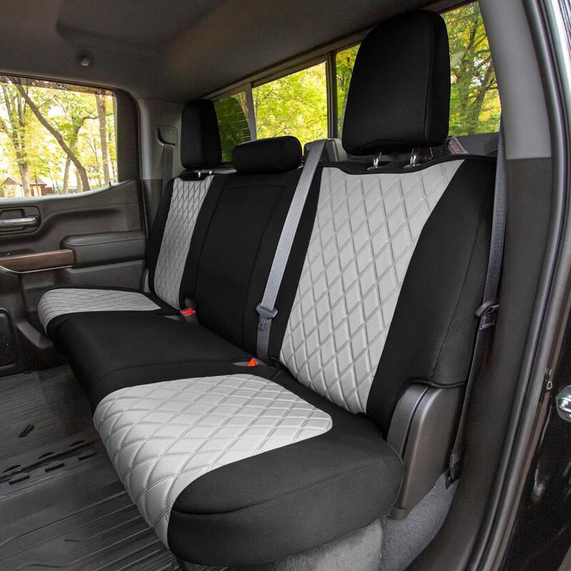 FH Group Neoprene Custom Fit Seat Covers for 2019-2023 Chevrolet Silverado 1500 2500HD 3500HD WT to Custom to LT - DMCM5010GRAY-REAR