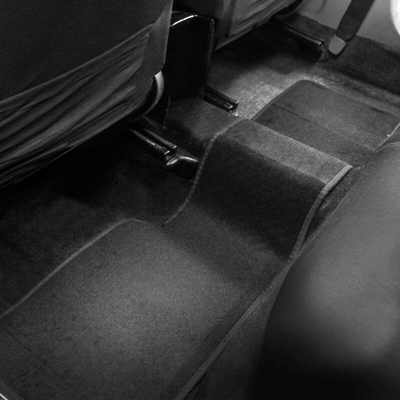 FH Group Black 3-Piece Universal Premium Soft Carpet Floor Mats with Striped Heel Pad Floor Liners - Full Set - DMF14405BLACK