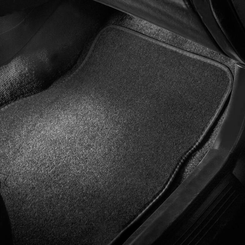 FH Group Black 3-Piece Universal Premium Soft Carpet Floor Mats with Striped Heel Pad Floor Liners - Full Set - DMF14405BLACK