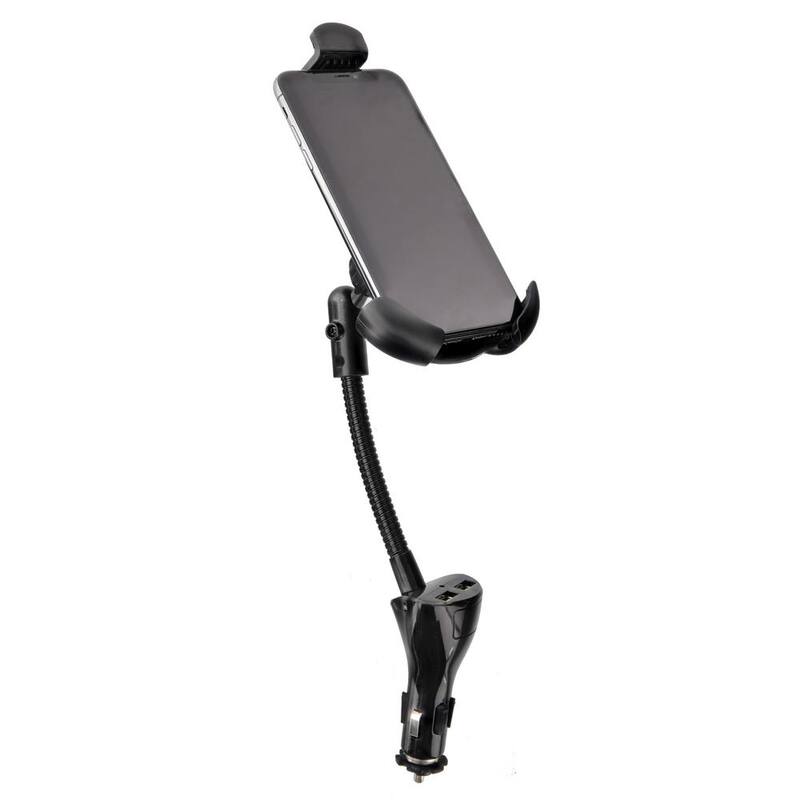 Armor All Power Universal Smartphone Mount, Adjusts 360-Degrees, 2 USB Charging Ports - AMP3-0120-BLK