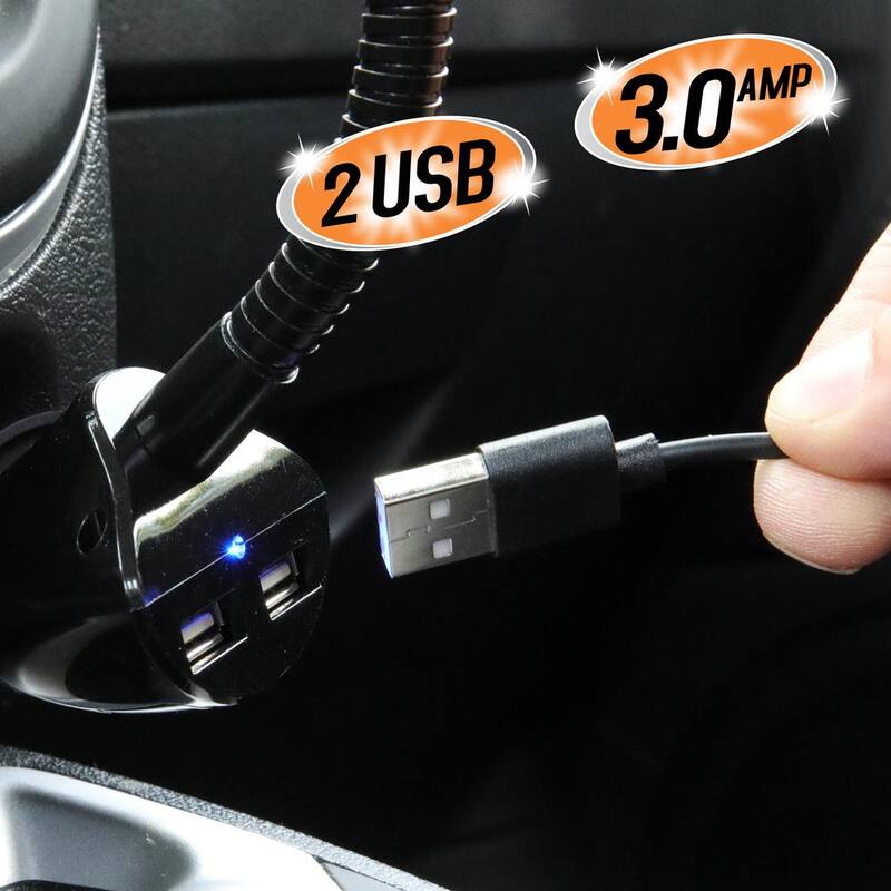 Armor All Power Universal Smartphone Mount, Adjusts 360-Degrees, 2 USB Charging Ports - AMP3-0120-BLK