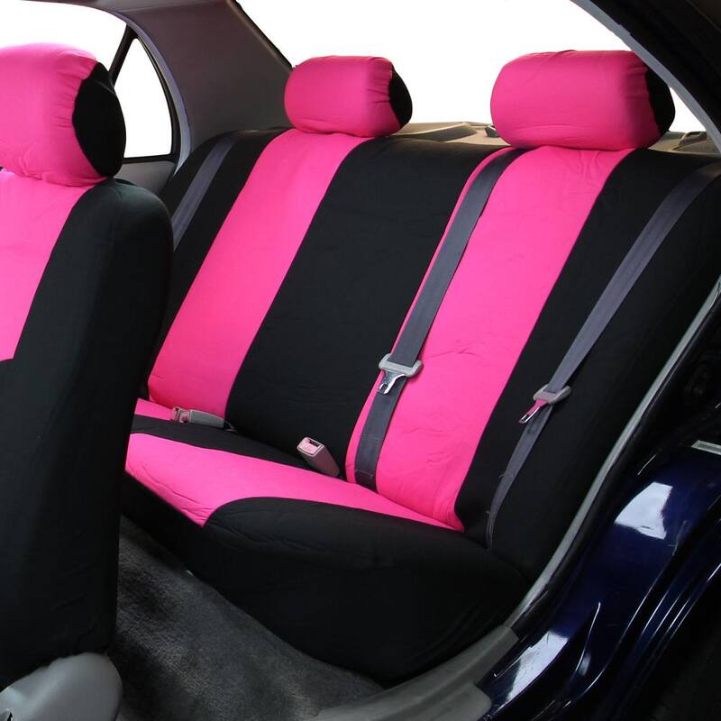FH Group Cloth 43 in. x 23 in. x 1 in. Full Set Seat Covers - DMFB050PINK114-1