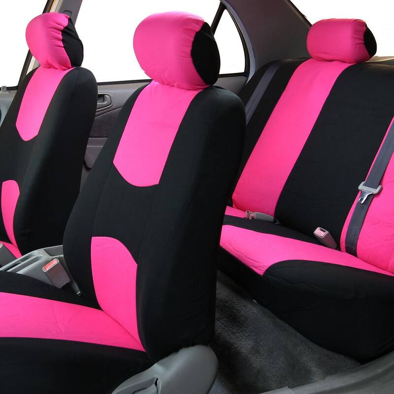 FH Group Cloth 43 in. x 23 in. x 1 in. Full Set Seat Covers - DMFB050PINK114-1