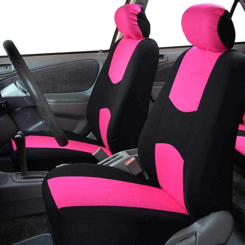 FH Group Cloth 43 in. x 23 in. x 1 in. Full Set Seat Covers - DMFB050PINK114-1