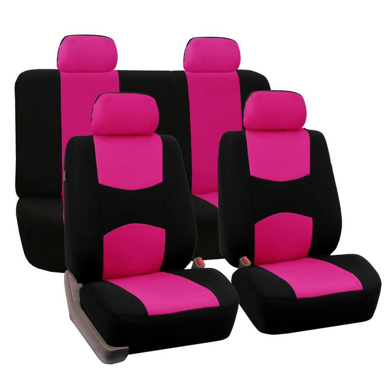 FH Group Cloth 43 in. x 23 in. x 1 in. Full Set Seat Covers - DMFB050PINK114-1