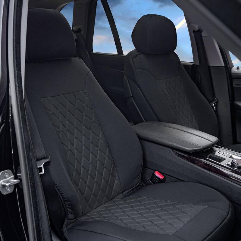 FH Group Neosupreme Deluxe Quality 47 in. x 23 in. x 1 in. Car Seat Cushions - Front - DMFB088102BLACK
