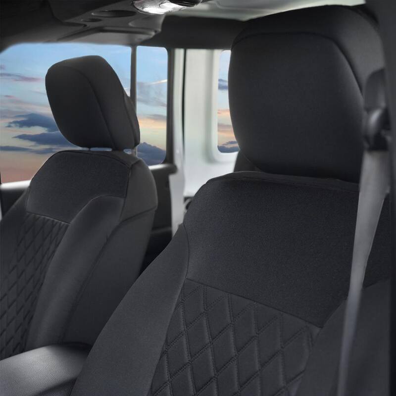 FH Group Neosupreme Deluxe Quality 47 in. x 23 in. x 1 in. Car Seat Cushions - Front - DMFB088102BLACK