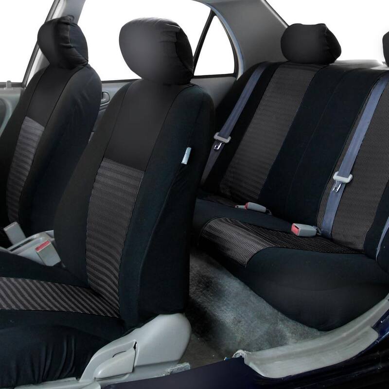 FH Group Fabric 47 in. x 23 in x 1 in. Deluxe 3D Air Mesh Full Set Seat Covers - DMFB060BLACK115