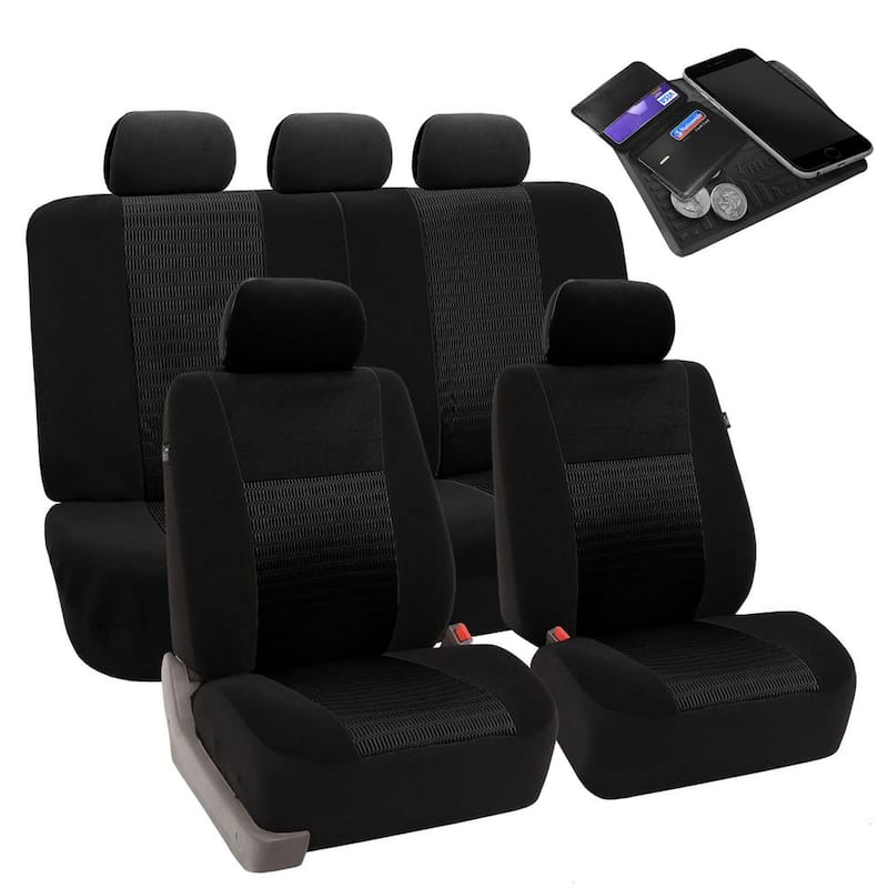 FH Group Fabric 47 in. x 23 in x 1 in. Deluxe 3D Air Mesh Full Set Seat Covers - DMFB060BLACK115